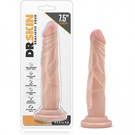 7 Inch Realistic Slim Dildo Suction Cup Harness Compatible for Pegging Women Men - Beige