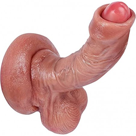 Flexible Foreskin Dildo 6.89 Inch Realistic Silicone Dildo with Strong Suction Cup Adult Sex Toy for Women and Couples