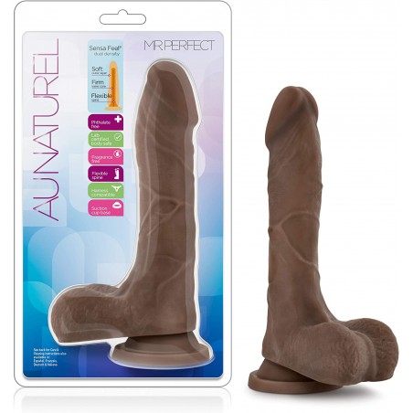 Au Naturel Mister Perfect 8.5 Inch Realistic Suction Cup Dildo, Sex Toy for Women, Sex Toy for Adults, Chocolate