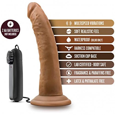 6k 6k Dr Dave - 7 Inch Remote Controlled Vibrating Realistic Dildo - Strap On Compatible Suction Cup for Hands Free Play -  Body Safe Slim Vibrator Sex Toy for Men Women - Mocha