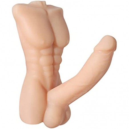 Super Mini Male Torso Sex Doll for Women with Realistic Flexible Dildo, G- Spot Vibrating Men Penis Love Doll for Women Masturbation Couples Sex Toy - 7.48x4.33x6.89 inch (A Little Bigger Than Palm)
