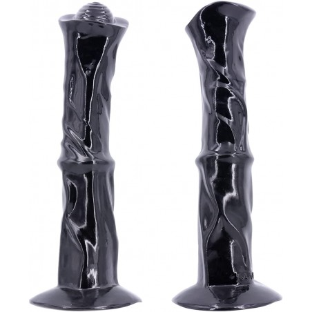 Huge Super Long Horse Cock Type Anal Dildo 13.8"x3.35"x5.12" Big Plug Ribbed Body Strong Suction Cup (Black)