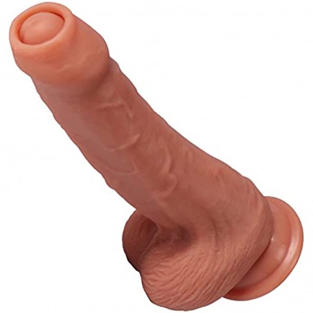 Anfei Foreskin Realistic Dildo Dual Layer Liquid Silicone Push-Back Prepuce Penis Sex Toy with Suction Cup