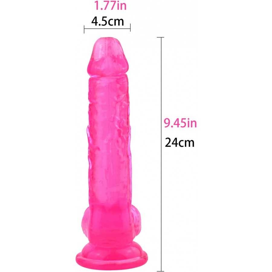 Huge Realistic Clear Dildo 9Inch Lifelike Soft Thick Adult Sex Toys with Suction Cup Big Jelly Dildos for Women, Purple L