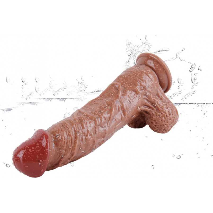 12 Inch Realistic Jelly Dildo with Strong Suction Cup Huge Thick Dildos Flexible Adult Sex Toys - Brown