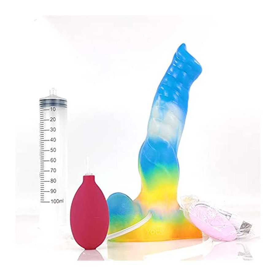 Realistic G-spot Vibrating Dildo 10.23 Inch Squirting Luminous Silicone Bullet Vibrator with Suction Cup 10 Vibration Modes Rech
