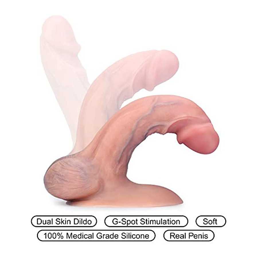 Realistic Dildo, BEING FETISH Bendable 8 Inch G Spot Realistic Dildo Premium Liquid Silicone Dong with Suction Cup Adult Sex Toy