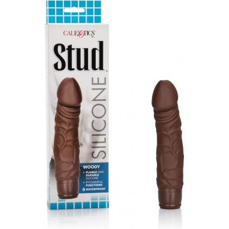  7 Function Waterproof Silicone Stud Woody Vibrating Dildo for Women, Brown