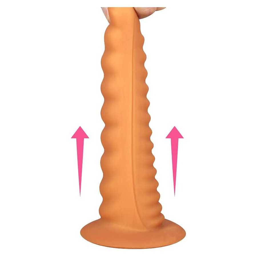 Realistic Dildo for Women Silicone Thread Thick Anal Plug with Strong Suction Cup Sex Factory (L)
