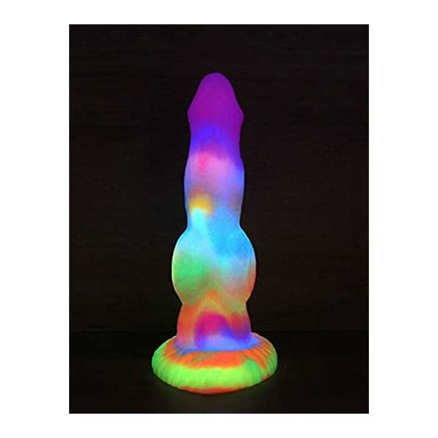 8.26" Silicone Big Realistic Dragon Luminous Dildo Half Dog Half Human Dildo with Hands-Free Suction Cup, Thick Animal Plug Anal