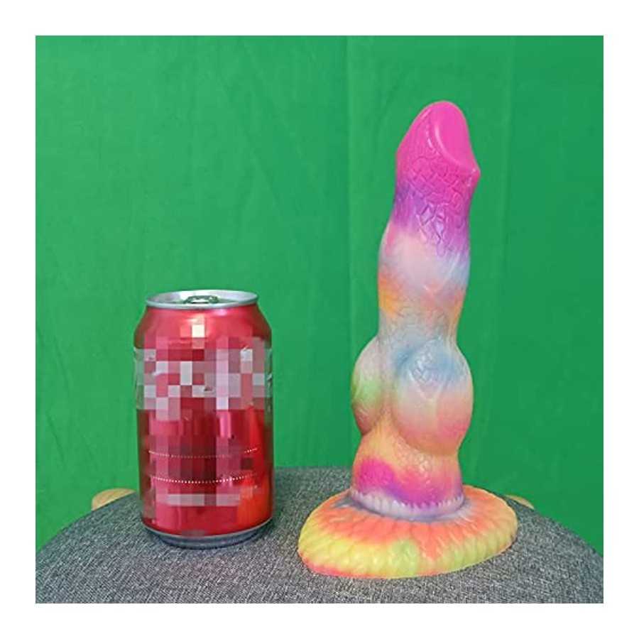 8.26" Silicone Big Realistic Dragon Luminous Dildo Half Dog Half Human Dildo with Hands-Free Suction Cup, Thick Animal Plug Anal