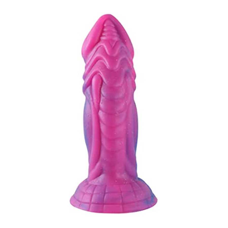 Realistic Dragon Dildo 2.3inch Fat Dildos Flexible Silicone Dildo Adult Sex Toy with Suction Cup G Spot Dildo Animal Starry Purp