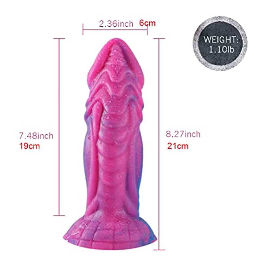 Realistic Dragon Dildo 2.3inch Fat Dildos Flexible Silicone Dildo Adult Sex Toy with Suction Cup G Spot Dildo Animal Starry Purp