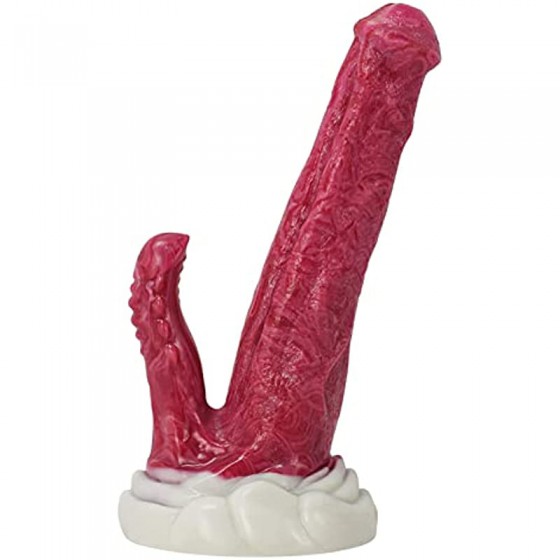 Realistic Double-Ended Dragon Dildo with Hands-Free Suction Cup, 8.8 inches Big Pink Silicone One Side Dual Heads Anal Plug Adult Toy for Women and Men Gay Couples