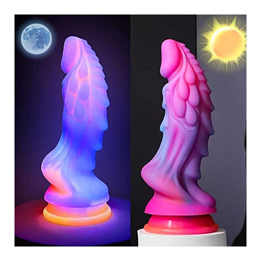 Luminous Dragon Dildo, 8.46 Inch Monster Realistic Dildo, Silicone G Spot Anal Prostate Dildo Anal Plug with Suction Cup Glow in