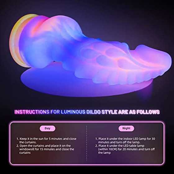 Luminous Dragon Dildo, 8.46 Inch Monster Realistic Dildo, Silicone G Spot Anal Prostate Dildo Anal Plug with Suction Cup Glow in