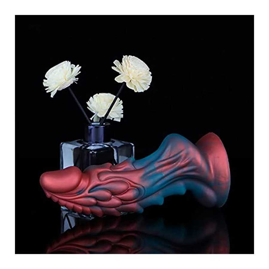 Colorful Thick Realistic Dragon Dildo Knot Anal Dildo, 7.4" Liquid Silicone Dildo Anal Sex Toy for Couples, Lifelike Monster Dil