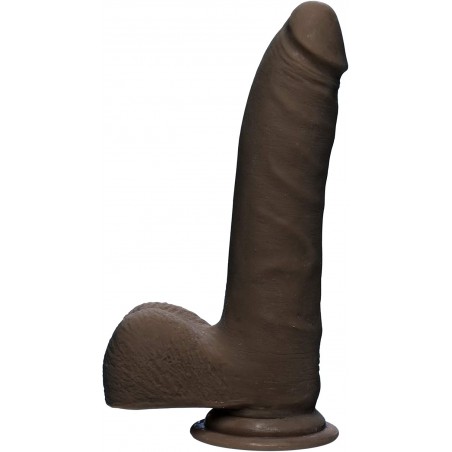 Doc Johnson The D - Realistic D - Slim 7 Inch with Balls - ULTRASKYN - 7.25" Long and 1.75" Wide - Strong Suction Cup Base - O-Ring Harness Compatible Dildo, Caramel (1700-35-AM)