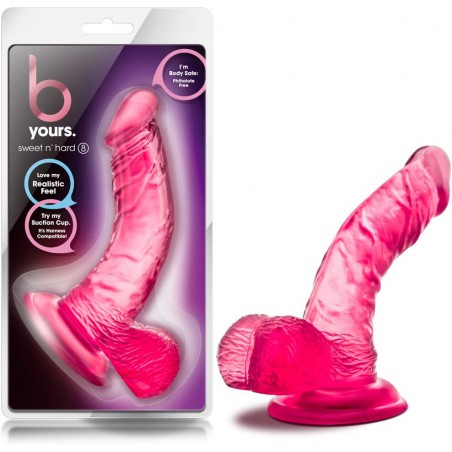 Yours Sweet n' Hard 8 - 6 1/2 Inch Soft Realistic Feel Stimulating Curved Dildo - Suction Cup Harness Compatible Easy to Clean Female Male Adult Toys - Sex Toy for Women Men Couples - Pink