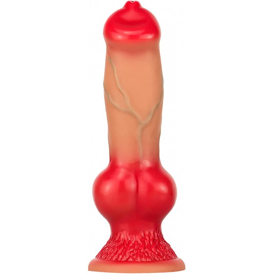Colorful Thick Dog Dildo Realistic Animal Dildo Women Butt Plug Toy, Real Silicone Anal Dildo with Suction Cup Adult Toy, Soft Knot Dildo for Couples (S)
