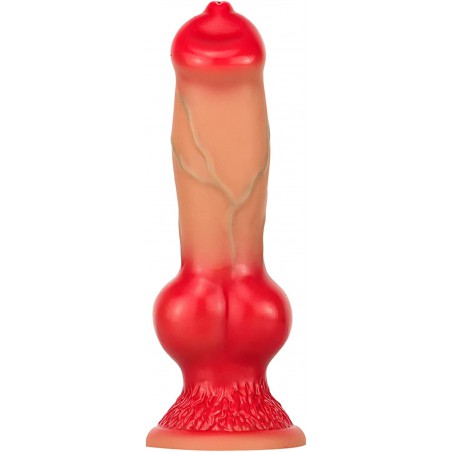 Colorful Thick Dog Dildo Realistic Animal Dildo Women Butt Plug Toy, Real Silicone Anal Dildo with Suction Cup Adult Toy, Soft Knot Dildo for Couples (S)