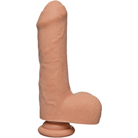 Doc Johnson The D - Uncut D - 9 Inch with Balls - ULTRASKYN - 8" Long and 2.75" Wide - Strong Suction Cup Base - O-Ring Harness Compatible Dildo, Vanilla
