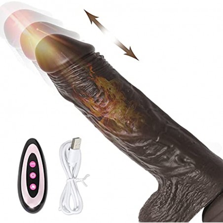 Realistic Black Dildo with Suction Cup for Hands-Free Play, 8.6 Inch Electric Thrusting Vibrating Silicone Dildos with Remote, Sex Toys Vibrator Anal Dildo with Heating G-spot for Adult Women