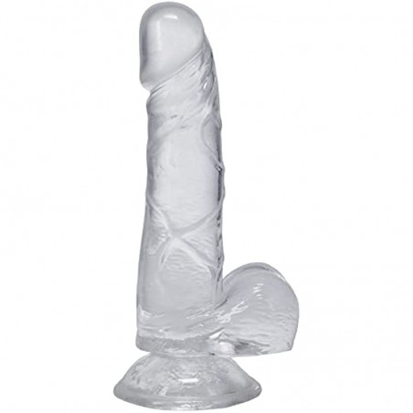 Doc Johnson Dick in A Bag - 6 inch - Suction Cup Base, Total Length: 6 in. (15.2 cm), Insertable Length: 5.25 in. (13.3 cm), Width/Diameter: 1.25 in. (3.2 cm), Crystal Clear TPE