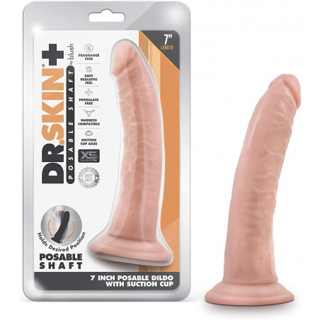 6k Plus 7 Inch Triple Density Poseable Dildo - Ultra Soft Real Feel 1.75" Thick Realistic Dildo - Strap On Compatible Suction Cup for Hands Free Play - Sex Toy for Men Women Couples - Beige