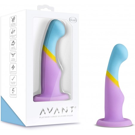 6k Avant D16 Silicone 7.25 Inch Artisan Dildo, Suction Cup Harness Compatible, Sex Toy for Adults, Multicolor