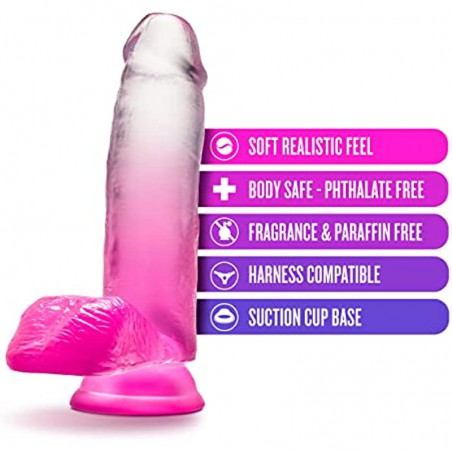 6k B Yours Sugar Magnolia - 7 Inch Length 1.75 Inches Width Realistic Feel Dildo - Sturdy Suction Cup Base and Harness Compatible - Gradient Design - Perfect for Beginners - Sex Toy for Him Her