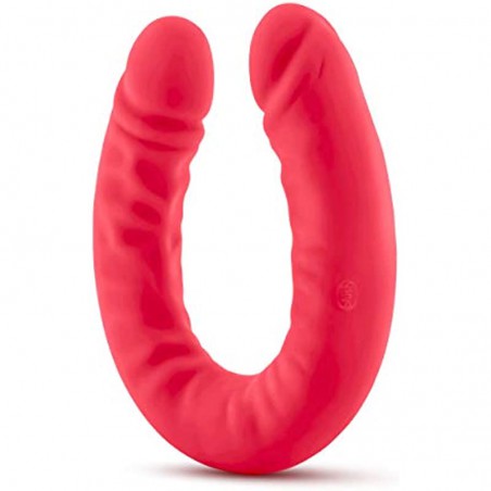 6k Ruse Platinum Cured Ultrasilk Puria Silicone Double Headed Dildo - 18 Inch Curved Realistic DP Double Penetration - 1.75" Thick - Male Female Pleasure Adult Sex Toy - Women Men Couples - Cerise