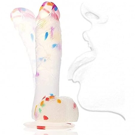 Realistic Dildos Feels Like Skin, 7.7 Inch Clear Dildo with Suction Cup for Hands-Free Play, Body-Safe Material and Adult Sex Toys for Women 1.0 Count