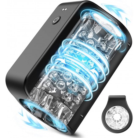 Automatic Male Masturbators, Open-Ended Penis Vibrator 7 Rotating Modes for Penis Stimulation, Realistic TPE Pocket Pussy for Male Stroker, Fully Waterproof Blowjob Toys, Male Sex Toys for Men