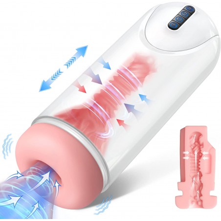 Male Masturbator Cup with 4 Thrusting,Suction & 10 Vibration Modes Electric Pocket Pussy,Toys for Men's Sex,Automatic Stroker Male Masturbators Penis Stimulation,Blowjob Sex Toy for Men
