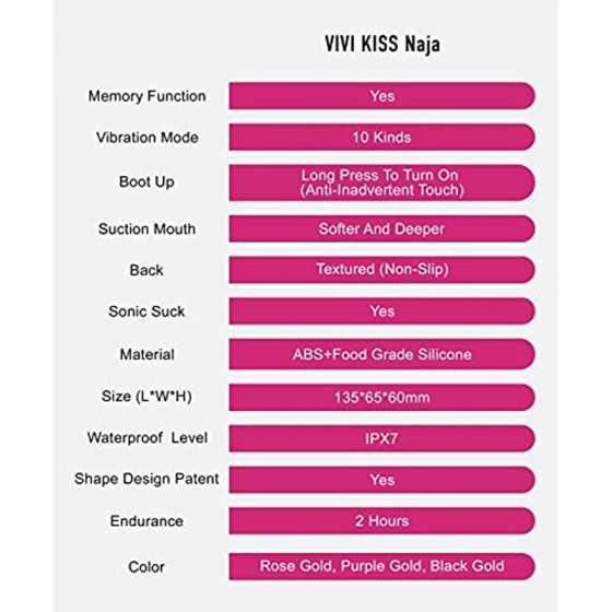 VIVI KISS NAJA Suction Vibrator, Rose Gold / Black Gold / Purple Gold