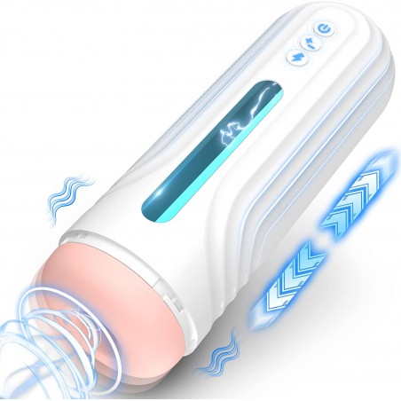 Automatic Male Masturbator Sex Toys-Male Masturbator with 5 Thrusting&Vibrating Bullet Vibrator, Cafatop LCD Display Adult Sex Toy for Men Electric Pocket Pussy, Male Stroker Sex Machine Male Sex Toy