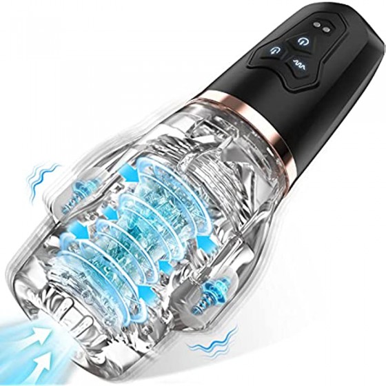 Male Masturbators Adult Toys, Mens Sex Toys Automatic Male Masturbator with 5 Sucking & 10 Vibrating Modes, Male Stroker with Powerful Side Motor Men Masturbation Sex Toys for Men