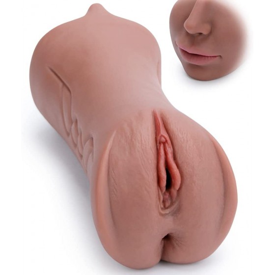 Rosetell Male Masturbators 3 in 1 Male Pocket Pussy Blowjob Stroker with Realistic Mouth Vivid Vagina and Tight Anus Soft Sex Dolls Anal Play, Adult Sex Toys for Men Penis Stimulation Pleasure - Flesh