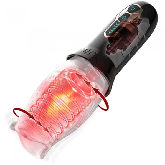 Automatic Male Masturbator Cup with 10 Vibrating & 5 Rotating Modes for Penis Stimulation, Electric Pocket Pussy Vagina Textured Blowjob Male Stroker Toy, Adult Oral Male Sex Toys for Men