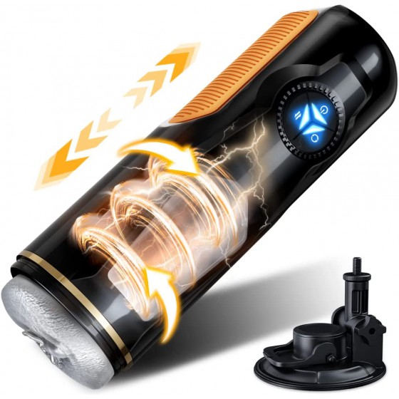 Automatic Male Masturbator, Male Masturbator Cup with 10 Thrusting & Rotating Separate Modes for Penis Stimulation, Hands-Free Electric Male Masturbators for Men with Realistic Opening Suction Base