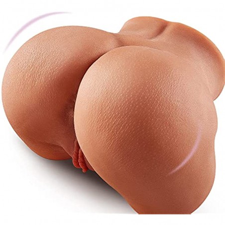 5.9LB Brown Male Masturbator, Pussy Ass Masturbator with Realistic Grainy Skin Butt and Tight Vaginal Anal,  Womb Design Realistic Pocket Pussy Male Sex Toy for Men Masturbation
