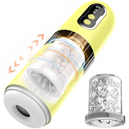 SUGARSURF Adult Sex Toys Pocket Pussy - Male Masturbators Cup for Men with 8 Thrusting 360°Rotating Stroking 3D Vagina Pronunciation - Men‘S Penis Blowjobsex Sleeve Vibrating Massager Vibrator