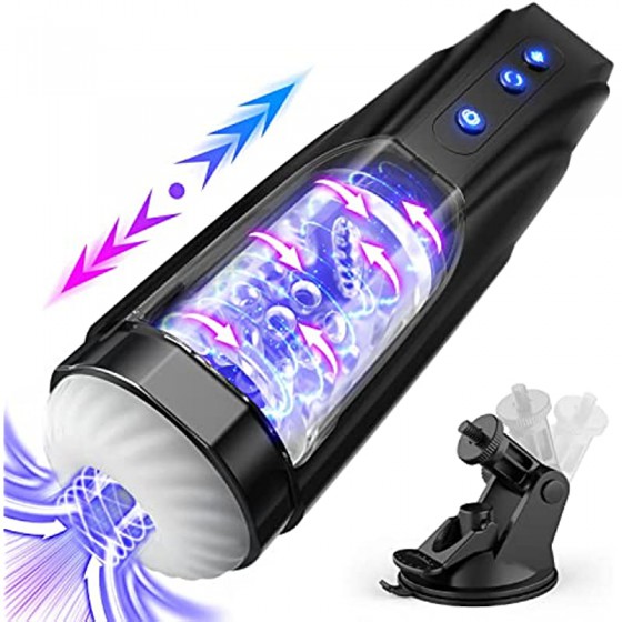 Spinning Automatic Male Masturbator - LATUNE Rex, Male Masturbator Cup with Hands-Free Thrusting & Rotating Motions for Penis, 3D Realistic Electric Pocket Pussy Male Stroker, Adult Sex Toys for Men