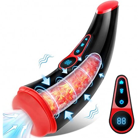 Male Masturbator Men Sex Toys - Adult Toys Male Masturbators with 9 Sucking & 9 Vibrating Modes, 3D Realistic Textured Sleeve Heating Mens Sex Toy Male Stroker, LCD Display Pocket Pussy for Men