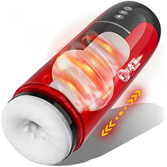 Thrusting Male Masturbator Cup, Waterproof Automatic Male Sex Toy with 7 Telescopic & Vibrations Adult Toy for Men with Realistic 3D Pocket Pussy Sleeve
