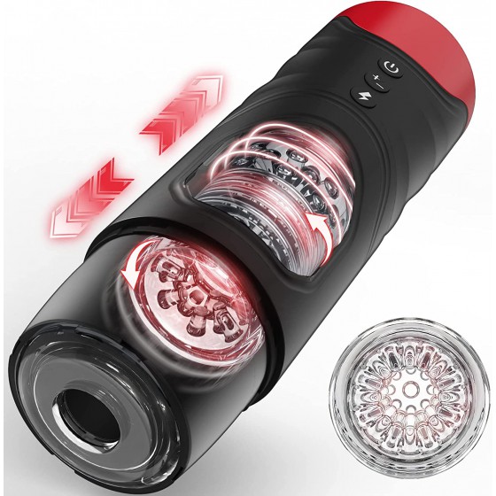 Automatic Male Masturbator, Sex Toys for Men Adult Male Masturbators Cup with 7 Thrusting & Rotating Modes for Penis Stimulation, Electric Pocket Pussy Male Stroker Toy (White)