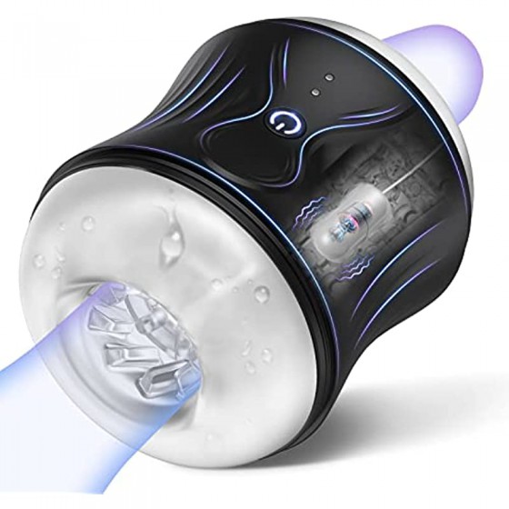 Male Masturbator, Open-Ended Male Masturbators Cup with Waterproof Ribbed 3D Tunnel, Pocket Pussy Stroker with 10 Vibration Modes for Men's Blowjob, Adult Male Sex Toys for Men and Couples Pleasure
