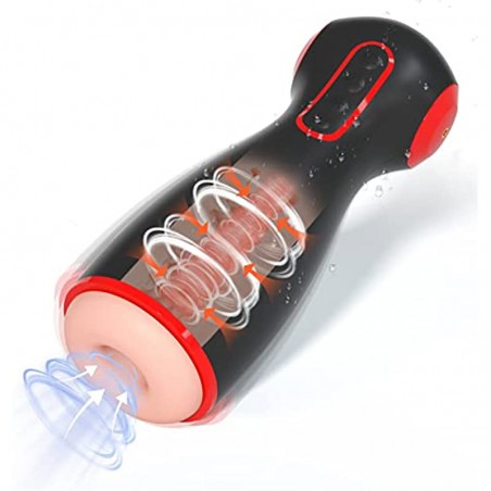 Automatic Hands Free Male Masturbator, 10 Vibration Masturbation Cup with 7 Sucking & 7 Squeezing Modes Blowjob Machine, Electric Vibrating Pocket Pussy 3D Sleeve Male Stroker, Adult Sex Toy for Men