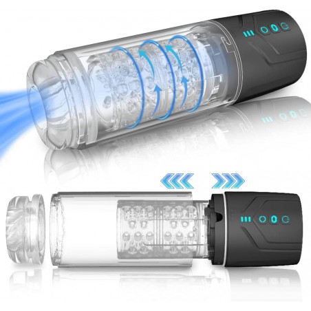 Automatic Male Masturbator Penis Pump Detachable Male Masturbators with 7 Rotation & 7 Suction Modes Pocket Pussy Waterproof Blowjob Machine Adult Sex Toys for Men（Transparent Black）
